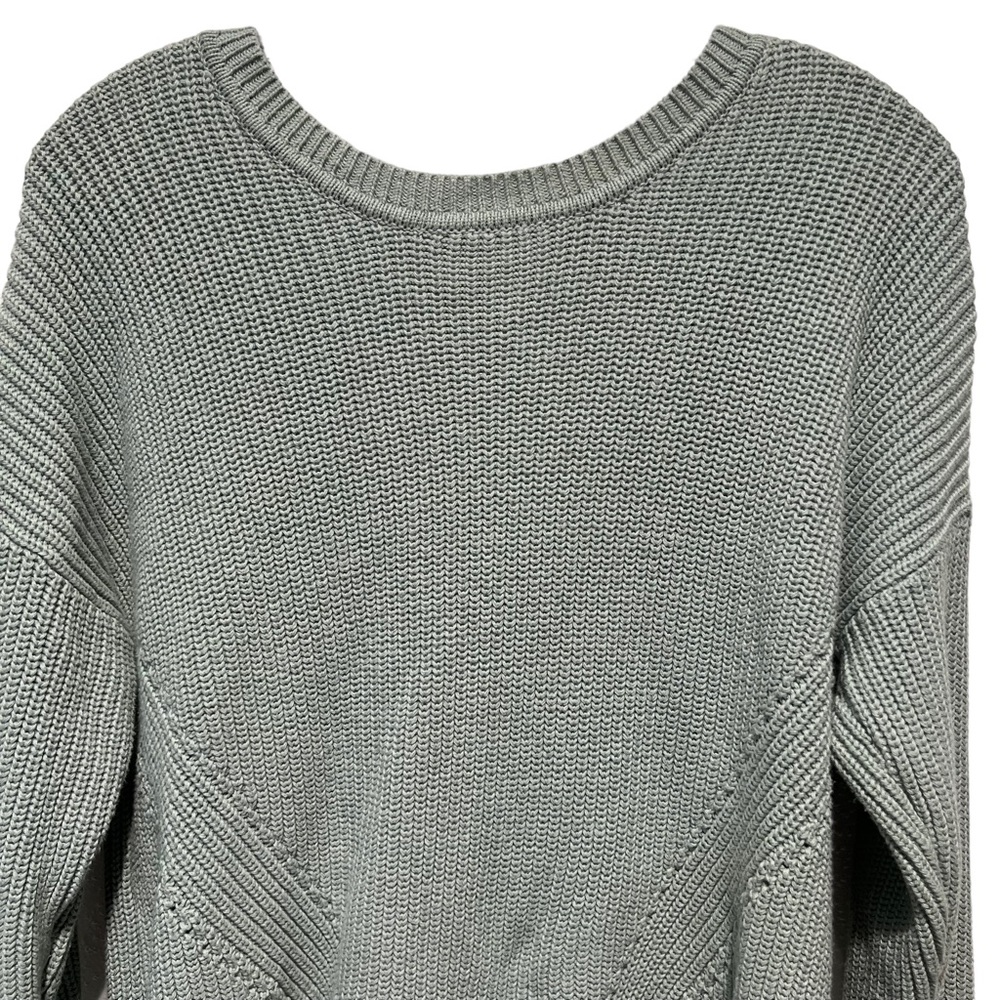 Lucky Brand Lace Up Light Mint Green Chunky Knit Sweater - Picture 6 of 11